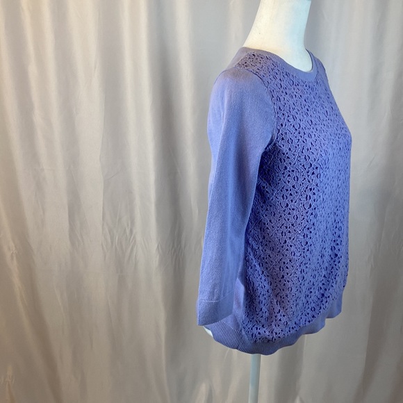 LOFT Pretty Lace Detail on Front of Sweater in Lavender, Size M. - Picture 4 of 6